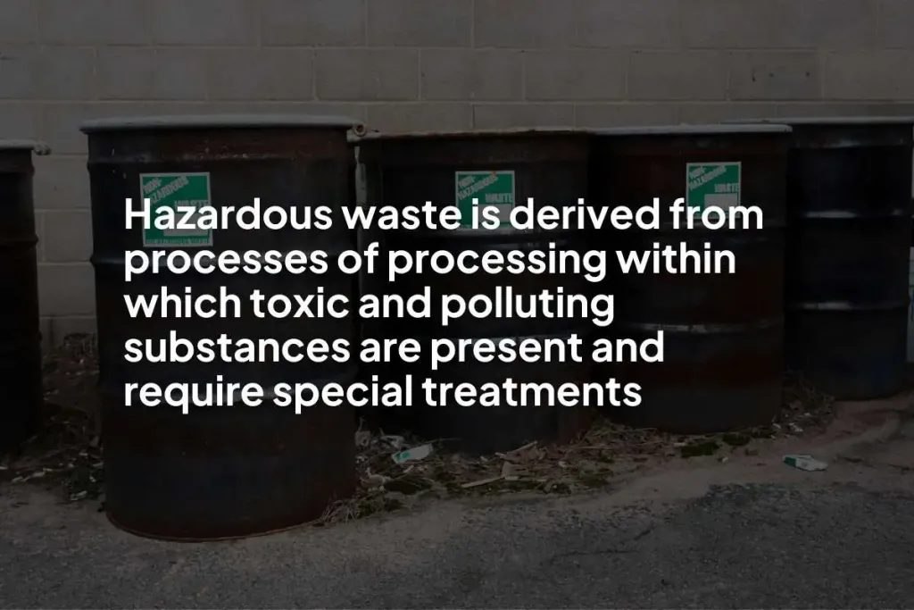 Infographic that says: Hazardous waste is derived from manufacturing processes within which toxic substances and pollutants are present and require special treatment