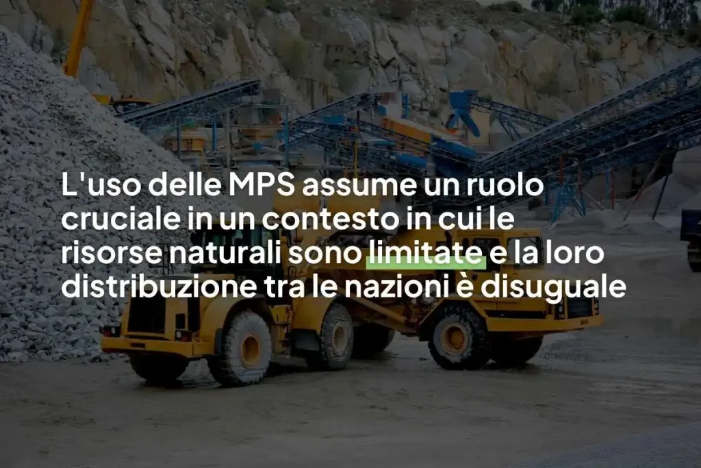 Infografica con scritto: "L'uso delle MPS assume un ruolo cruciale in un contesto in cui le risorse naturali sono limitate e la loro distribuzione tra le nazioni è disuguale:"
